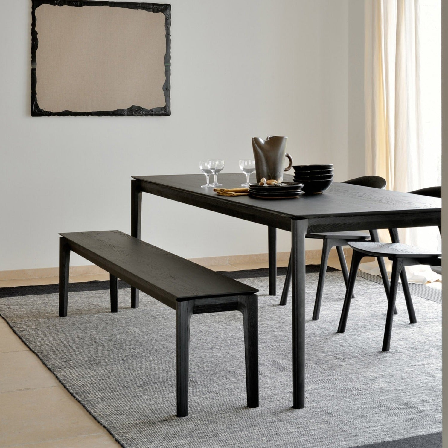 Table de repas Bok en chêne noir 220 x 95cm - Carré Lumière