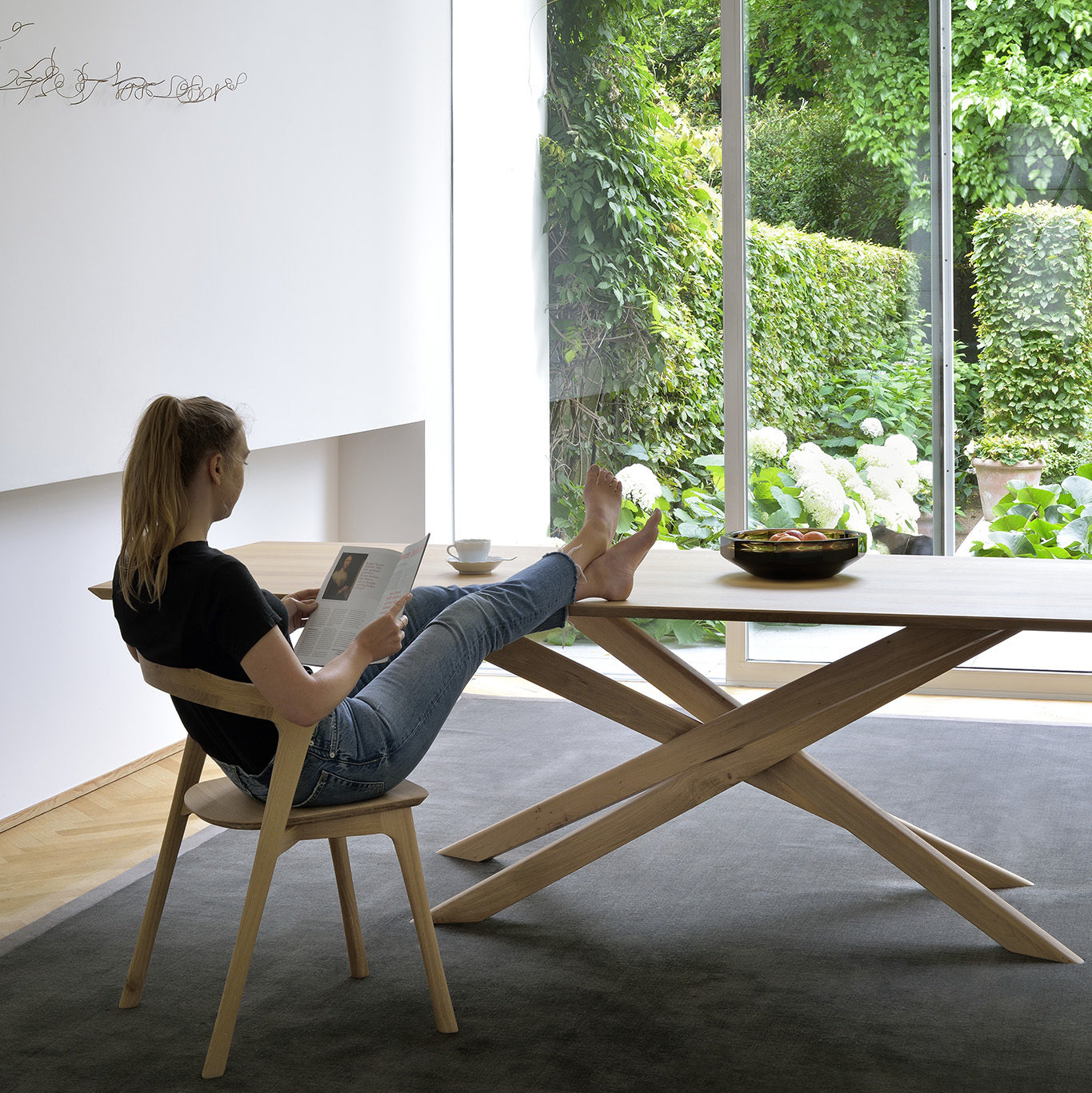 Table de repas Mikado rectangulaire en chêne 280cm - Carré Lumière